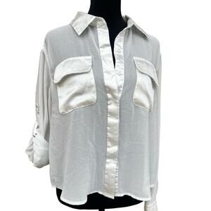 Wet Seal women’s size M sheer white button-down, long sleeve top